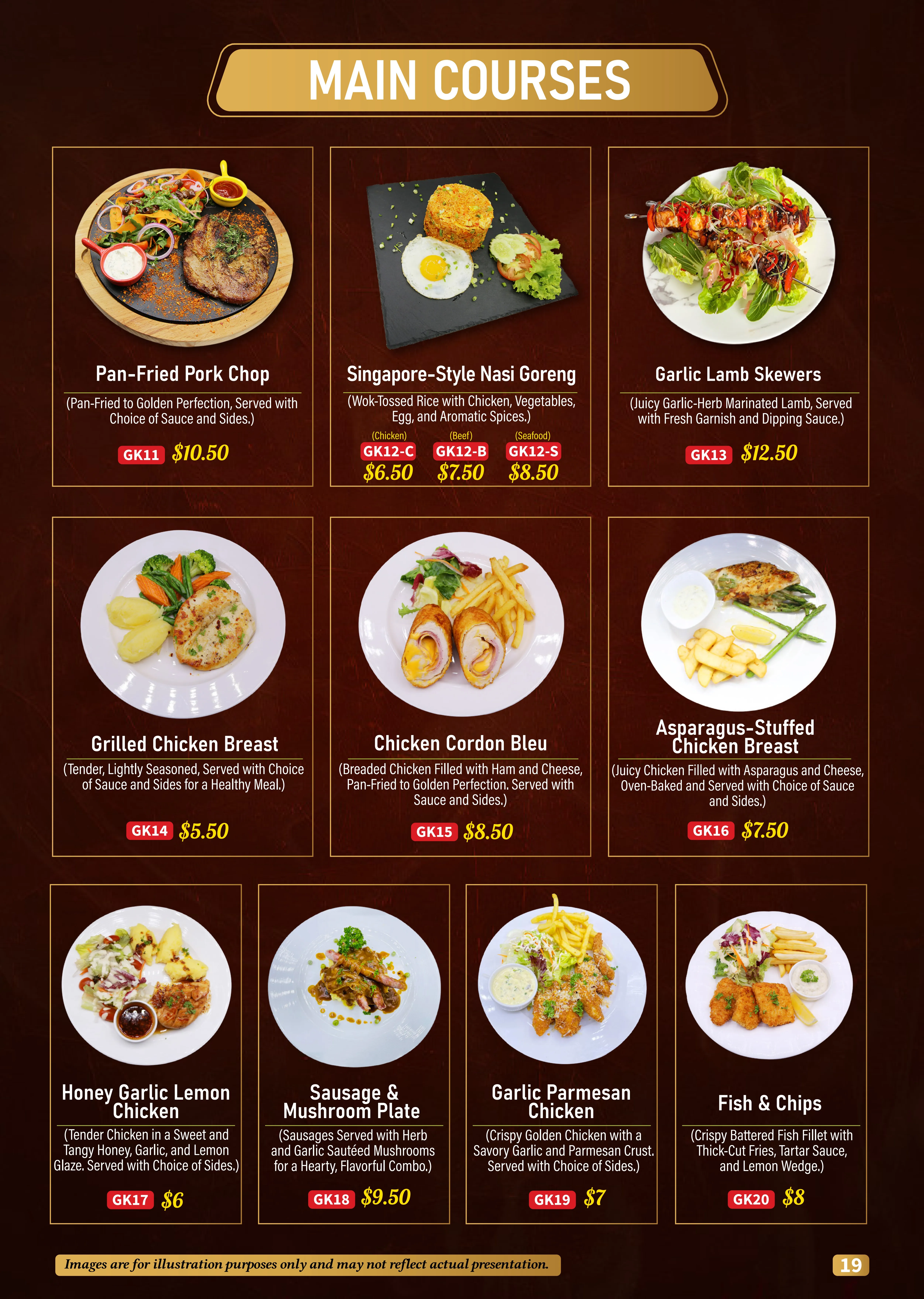 Main Courses Menu 2